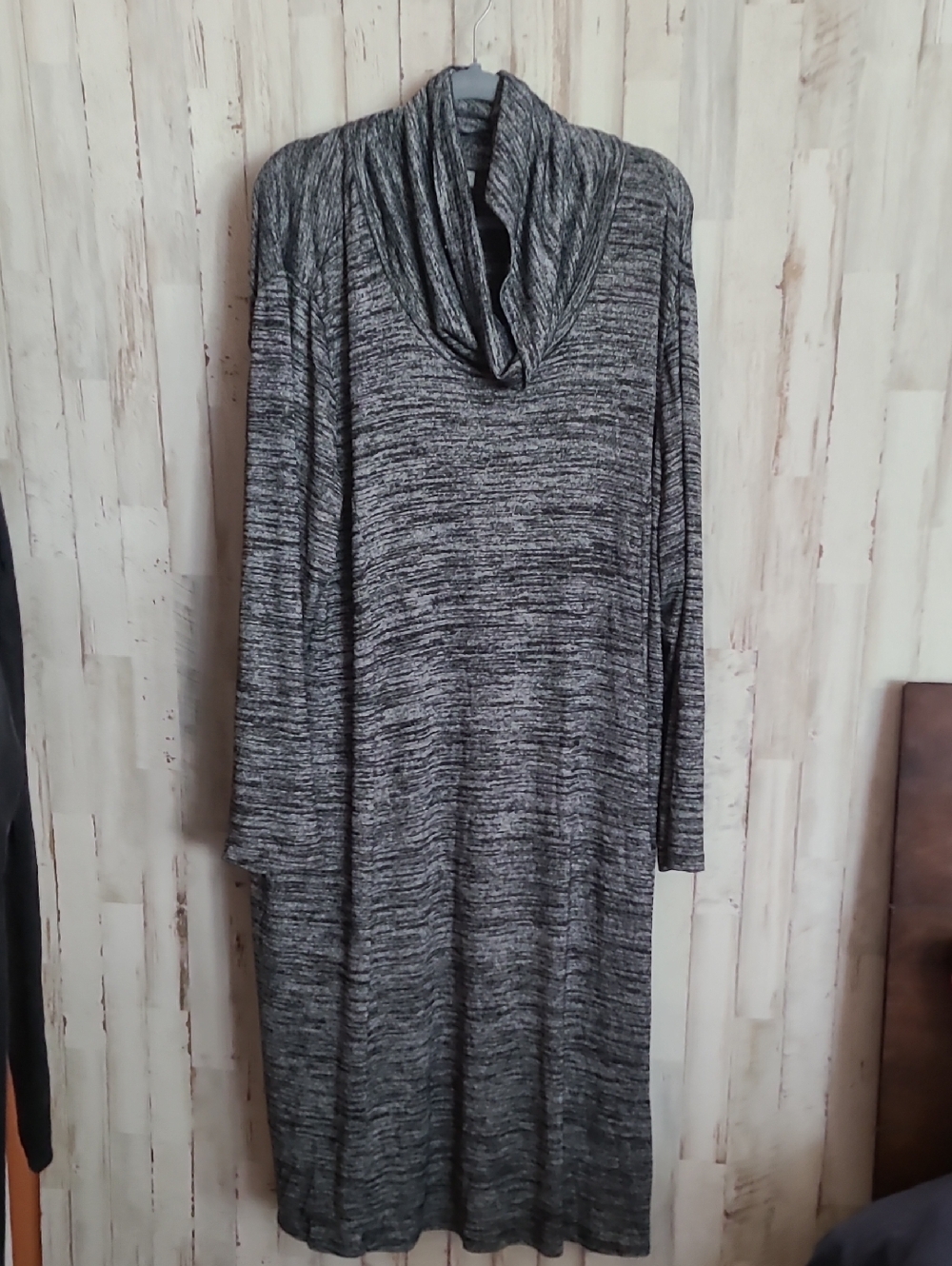 Catherines Heathered Gray Cowl-Neck Long Sleeve Maxi Long Sleeve Dress
